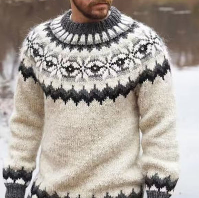 Mens Crew-Neck Sweatshirt With 3D Digital Print On Coarse Needle Fabric