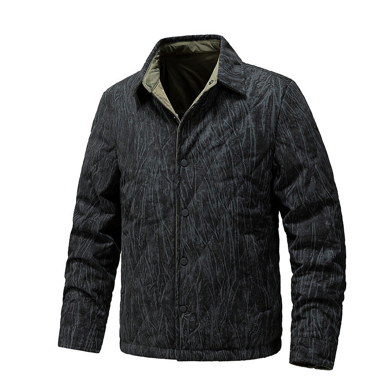 Retro Tie-Dye Reversible Casual Collared Trendy Warm Jacket