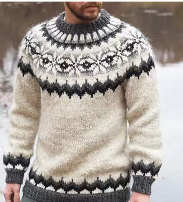 Mens Crew-Neck Sweatshirt With 3D Digital Print On Coarse Needle Fabric