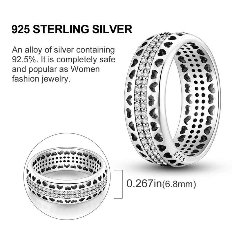 2024 925 Sterling Silver Plain Silver Ring Finger Infinite Symbol Rings Beaded For Women Original Luxury Fine Jewelry Gift Party