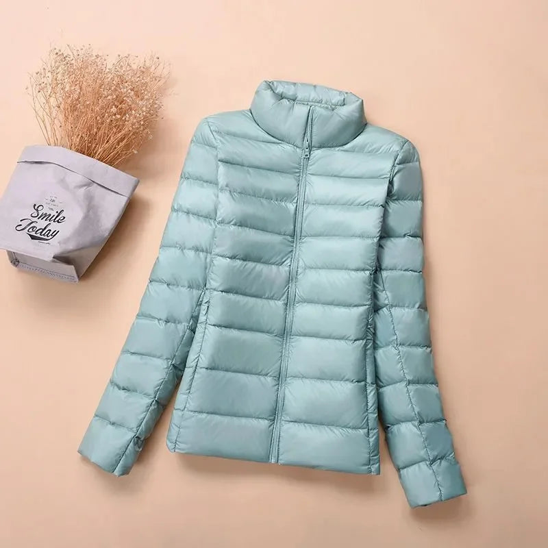 Down Jacket Women's Short Autumn Winter New Parkas Stand-UP Collar Hooded Warm Cotton Padded Coat Large Size Outcoat Ladies Tops