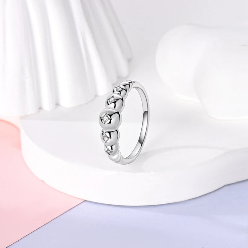 2024 925 Sterling Silver Plain Silver Ring Finger Infinite Symbol Rings Beaded For Women Original Luxury Fine Jewelry Gift Party