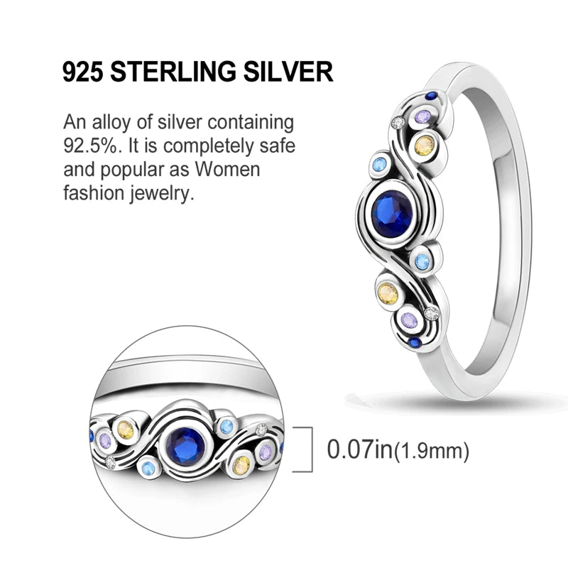 2024 925 Sterling Silver Blue Evil Eyes Ring Original Design Zircon Finger Rings For Women High Quality Wedding Jewelry Gift