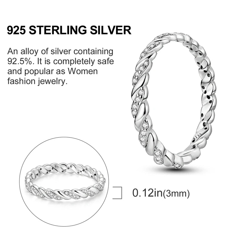 2024 925 Sterling Silver Plain Silver Ring Finger Infinite Symbol Rings Beaded For Women Original Luxury Fine Jewelry Gift Party