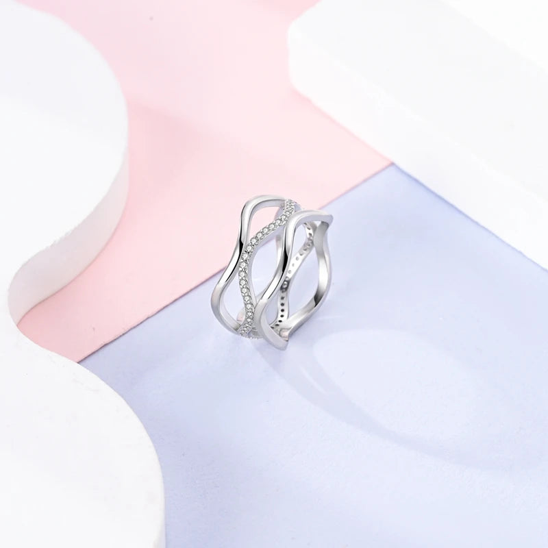 2024 925 Sterling Silver Plain Silver Ring Finger Infinite Symbol Rings Beaded For Women Original Luxury Fine Jewelry Gift Party