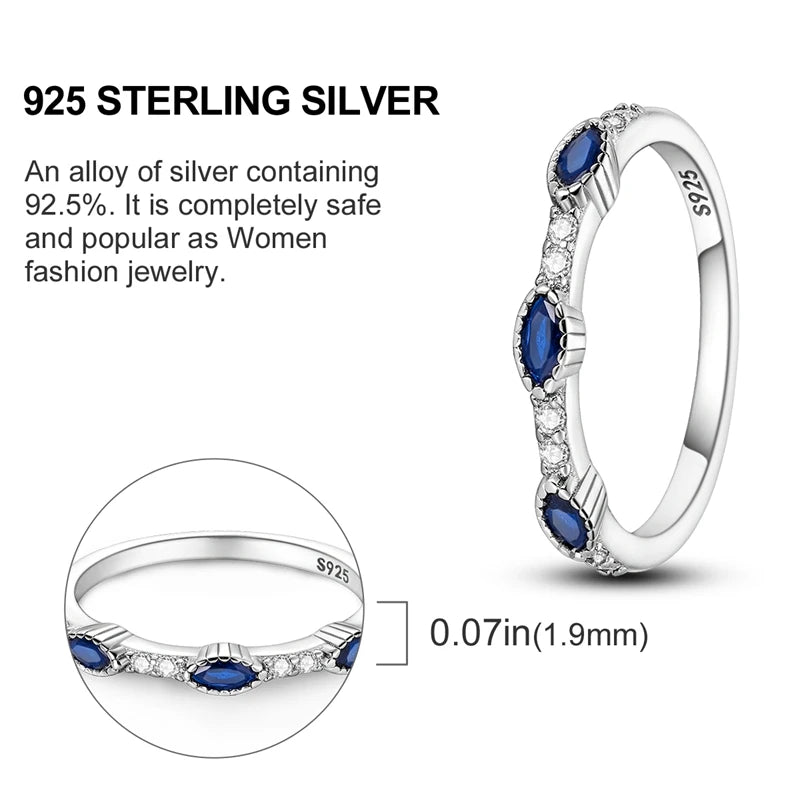 2024 925 Sterling Silver Blue Evil Eyes Ring Original Design Zircon Finger Rings For Women High Quality Wedding Jewelry Gift