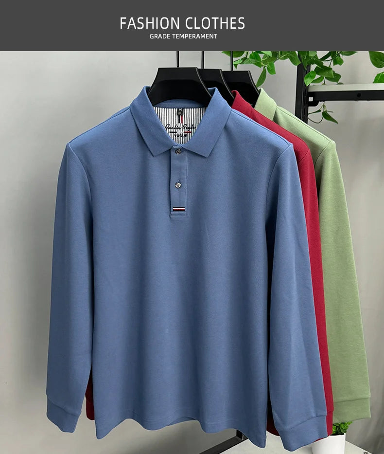 High Quality Designer New Polo Shirt Cotton Men's Embroidery Business Casual Autumn Long Sleeve T-shirt Fashion Lapel Luxury