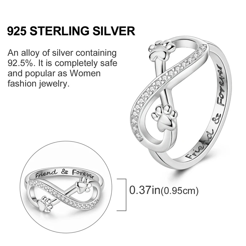 2024 925 Sterling Silver Plain Silver Ring Finger Infinite Symbol Rings Beaded For Women Original Luxury Fine Jewelry Gift Party