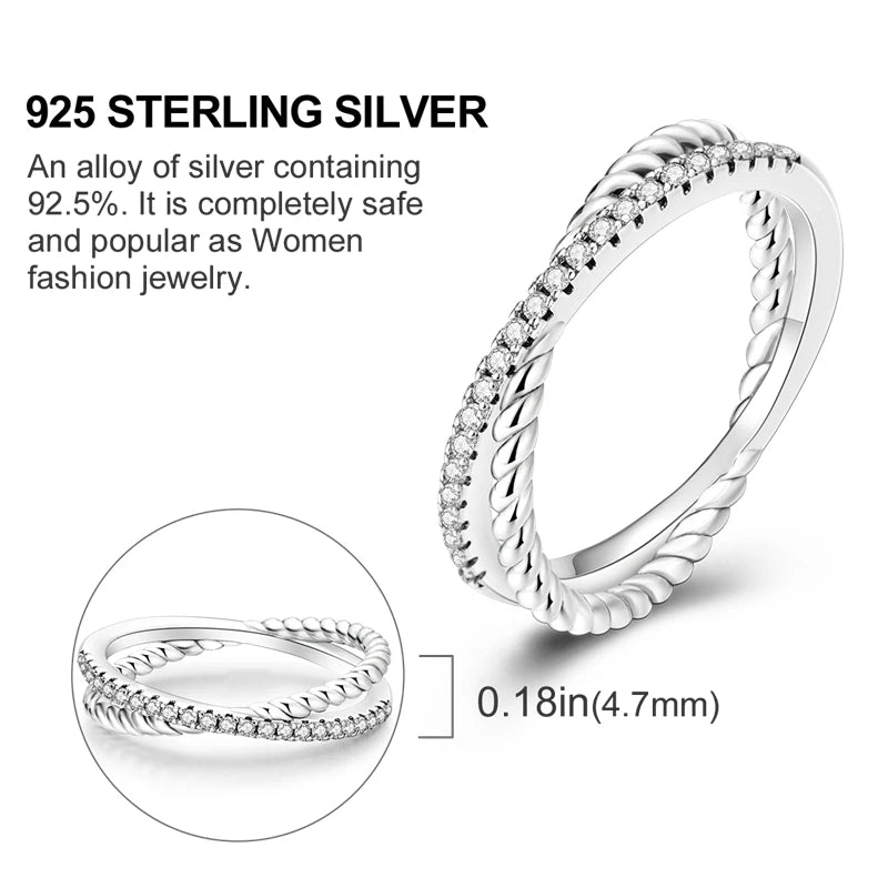 2024 925 Sterling Silver Plain Silver Ring Finger Infinite Symbol Rings Beaded For Women Original Luxury Fine Jewelry Gift Party