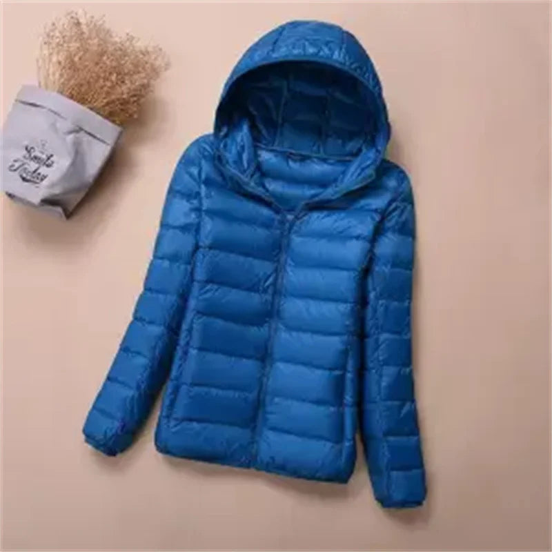 Down Jacket Women's Short Autumn Winter New Parkas Stand-UP Collar Hooded Warm Cotton Padded Coat Large Size Outcoat Ladies Tops