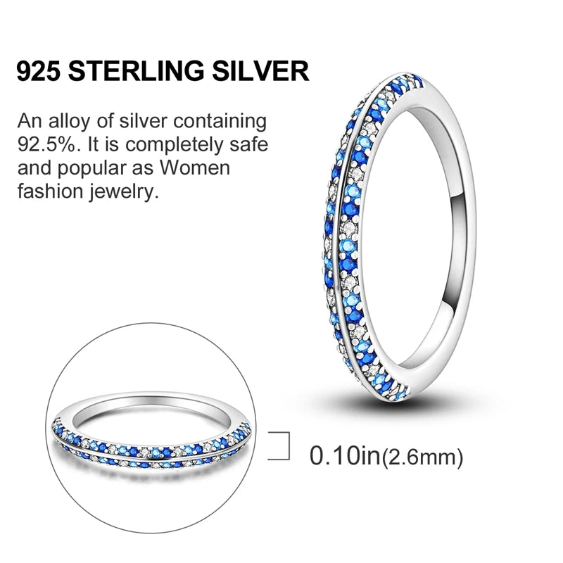 2024 925 Sterling Silver Blue Evil Eyes Ring Original Design Zircon Finger Rings For Women High Quality Wedding Jewelry Gift