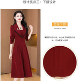 2024 New Temperament Ladies Solid Color Midi Dress Casual Women's Clothing Long Sleeve Pullovers Autumn Winter Fashion Dresses