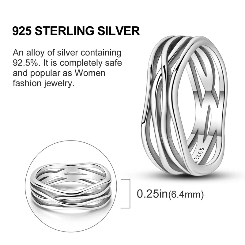 2024 925 Sterling Silver Plain Silver Ring Finger Infinite Symbol Rings Beaded For Women Original Luxury Fine Jewelry Gift Party