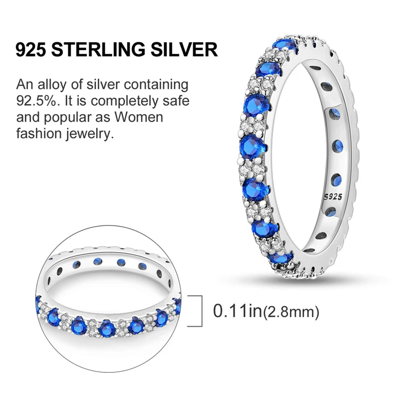 2024 925 Sterling Silver Blue Evil Eyes Ring Original Design Zircon Finger Rings For Women High Quality Wedding Jewelry Gift