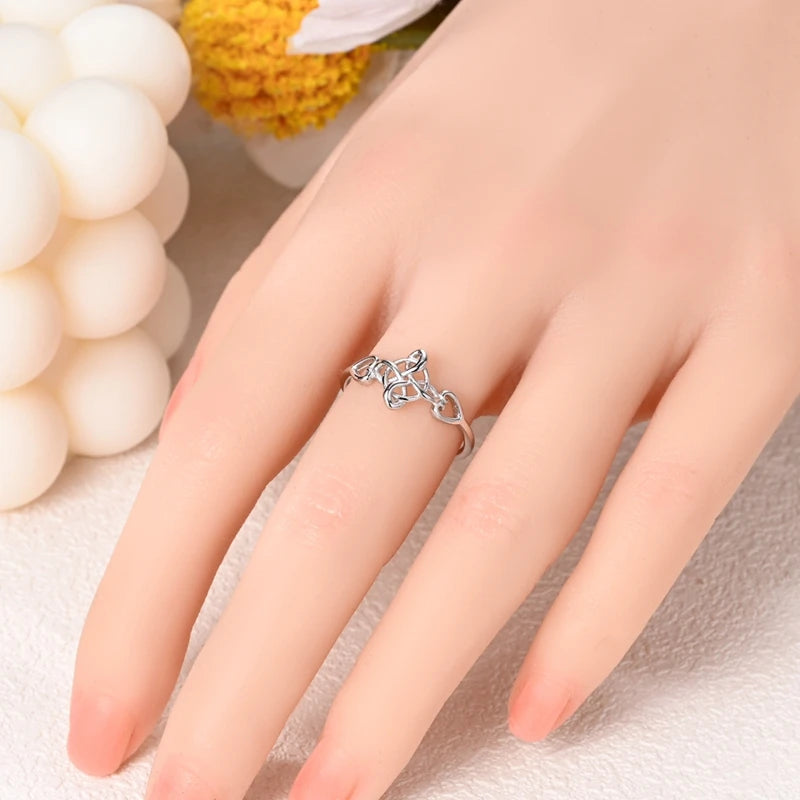 2024 925 Sterling Silver Plain Silver Ring Finger Infinite Symbol Rings Beaded For Women Original Luxury Fine Jewelry Gift Party