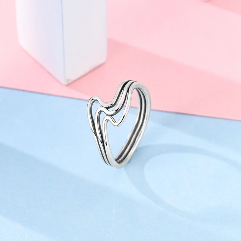 2024 925 Sterling Silver Plain Silver Ring Finger Infinite Symbol Rings Beaded For Women Original Luxury Fine Jewelry Gift Party