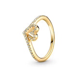 2024 New 18K Gold Plated 925 Silver Ring Zircon Sparkling Double Band Heart Finger Ring Women Original Ring Fine Jewelry