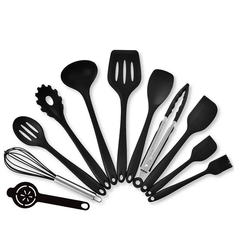 10Pcs Silicone Kitchen Utensils Set Non-stick Kitchenware Cooking Tools Spoon Spatula Ladle Egg Beaters Tools Gadget Accessories