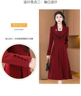 2024 New Temperament Ladies Solid Color Midi Dress Casual Women's Clothing Long Sleeve Pullovers Autumn Winter Fashion Dresses