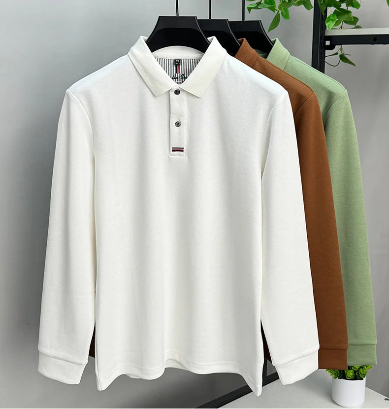 High Quality Designer New Polo Shirt Cotton Men's Embroidery Business Casual Autumn Long Sleeve T-shirt Fashion Lapel Luxury