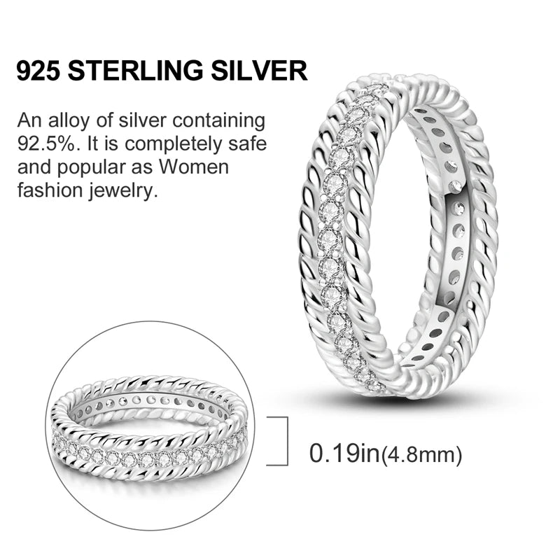 2024 925 Sterling Silver Plain Silver Ring Finger Infinite Symbol Rings Beaded For Women Original Luxury Fine Jewelry Gift Party