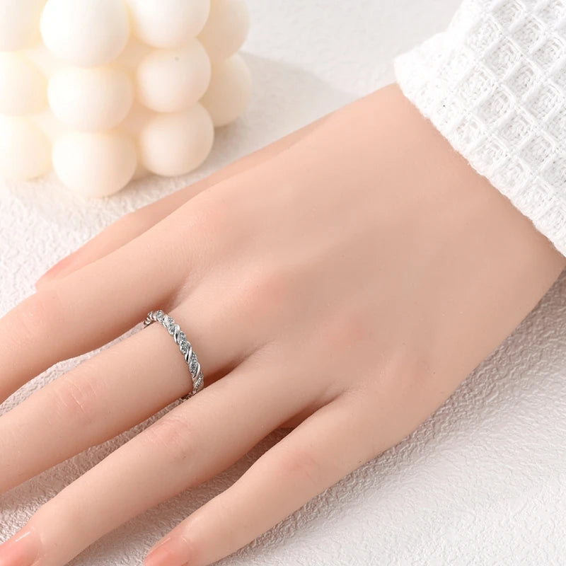 2024 925 Sterling Silver Plain Silver Ring Finger Infinite Symbol Rings Beaded For Women Original Luxury Fine Jewelry Gift Party