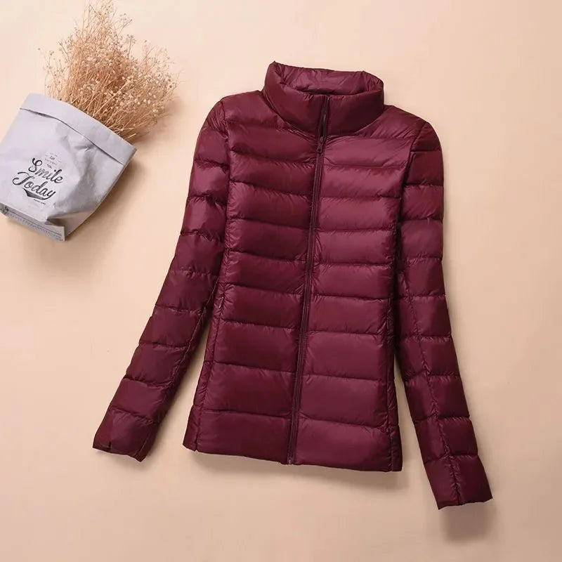 Down Jacket Women's Short Autumn Winter New Parkas Stand-UP Collar Hooded Warm Cotton Padded Coat Large Size Outcoat Ladies Tops