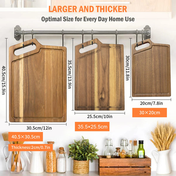 Leeseph Large Acacia Wood Cutting Board for Kitchen,Chopping Board with Juice Groove & Handle Hole for Meat Vegetables Cheese