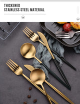 24pcs Gold Dinnerware Set Stainless Steel Tableware Set Knife Fork Spoon Flatware Set Cutlery Set Knife Fork Spoon Tea Spoon