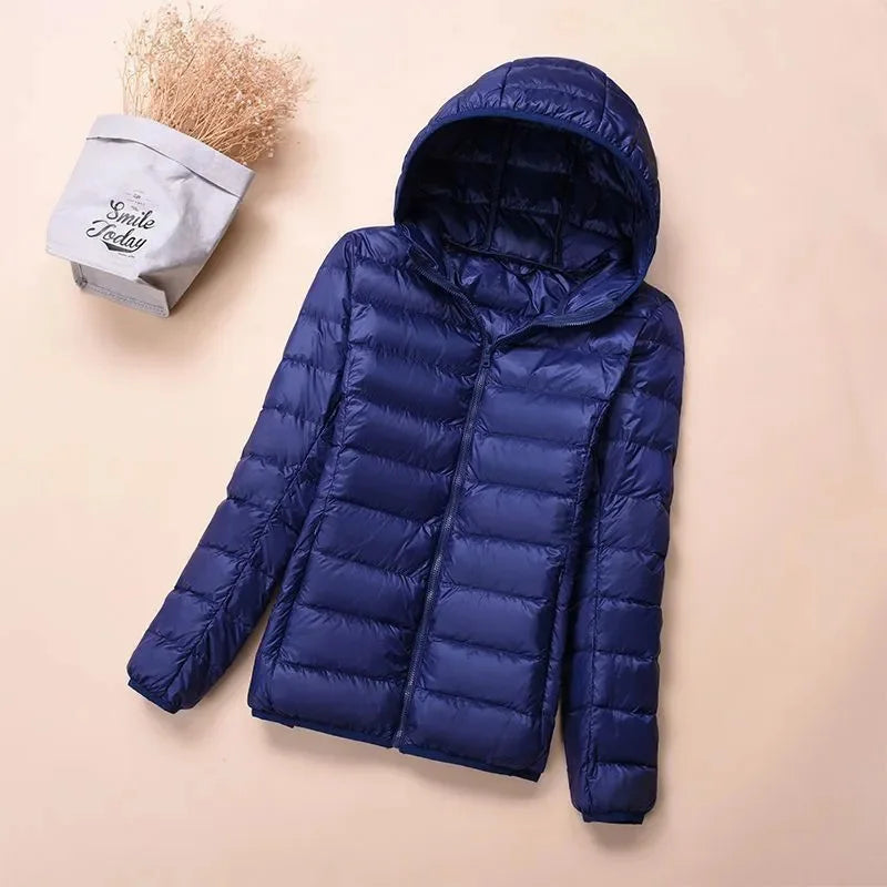 Down Jacket Women's Short Autumn Winter New Parkas Stand-UP Collar Hooded Warm Cotton Padded Coat Large Size Outcoat Ladies Tops