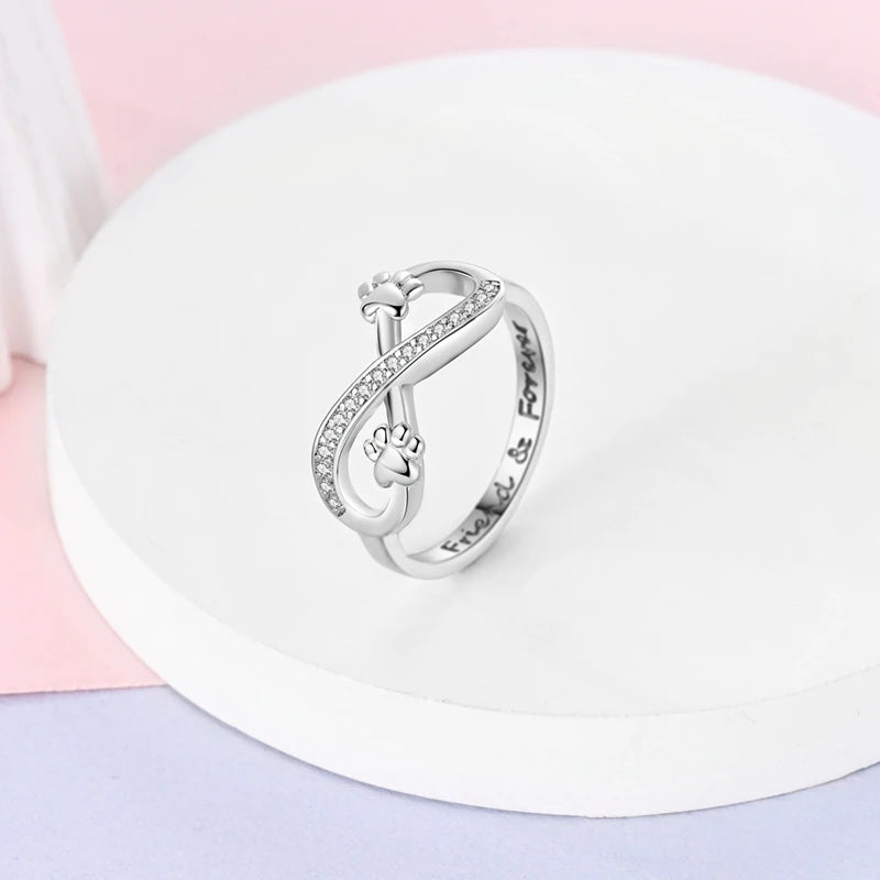 2024 925 Sterling Silver Plain Silver Ring Finger Infinite Symbol Rings Beaded For Women Original Luxury Fine Jewelry Gift Party