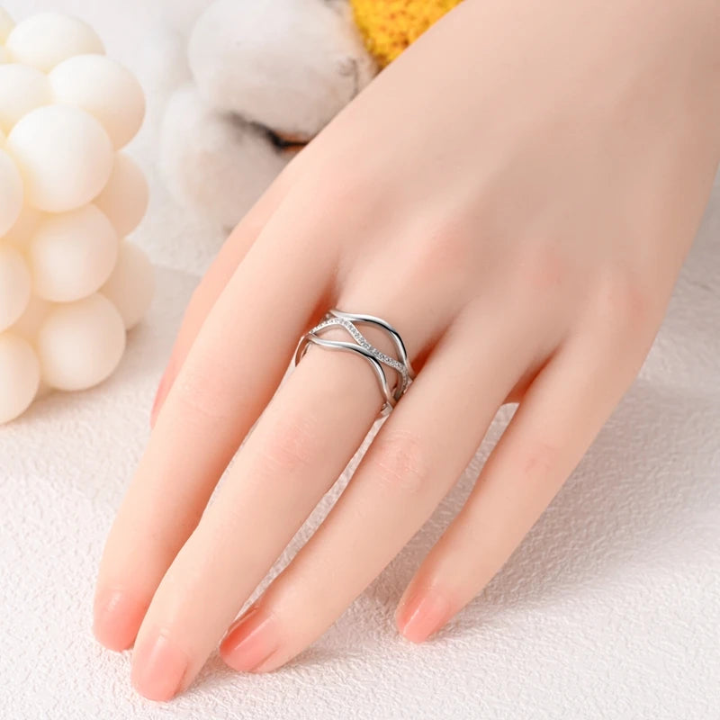 2024 925 Sterling Silver Plain Silver Ring Finger Infinite Symbol Rings Beaded For Women Original Luxury Fine Jewelry Gift Party