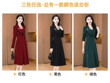 2024 New Temperament Ladies Solid Color Midi Dress Casual Women's Clothing Long Sleeve Pullovers Autumn Winter Fashion Dresses