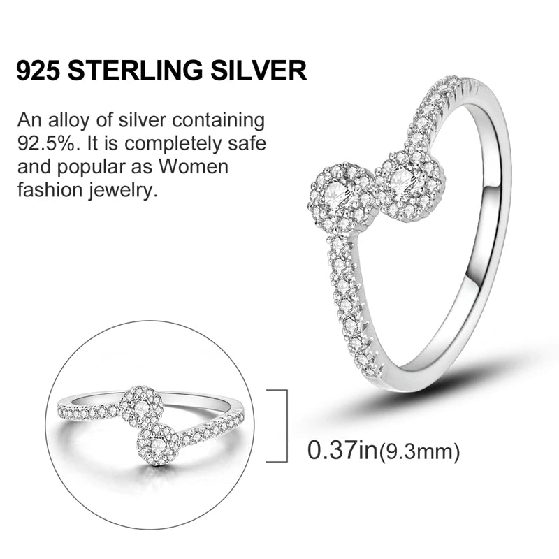 2024 925 Sterling Silver Plain Silver Ring Finger Infinite Symbol Rings Beaded For Women Original Luxury Fine Jewelry Gift Party