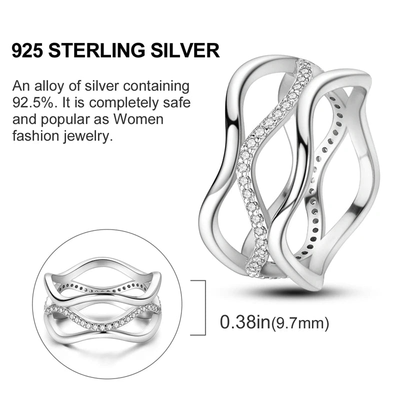 2024 925 Sterling Silver Plain Silver Ring Finger Infinite Symbol Rings Beaded For Women Original Luxury Fine Jewelry Gift Party