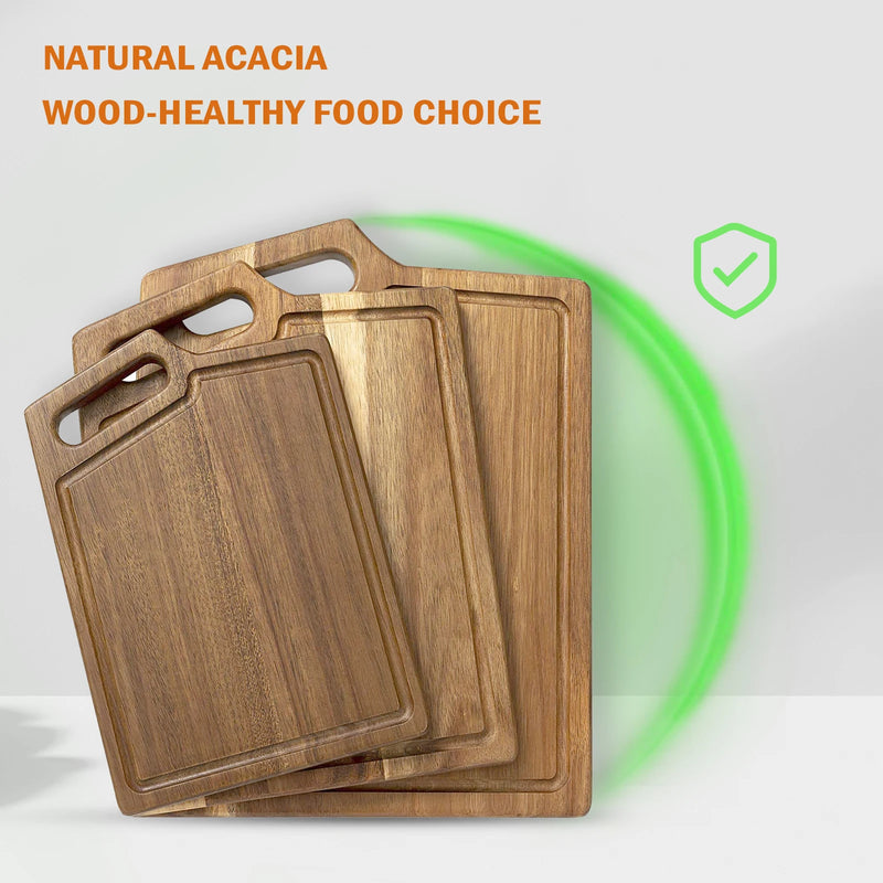 Leeseph Large Acacia Wood Cutting Board for Kitchen,Chopping Board with Juice Groove & Handle Hole for Meat Vegetables Cheese