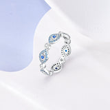 2024 925 Sterling Silver Blue Evil Eyes Ring Original Design Zircon Finger Rings For Women High Quality Wedding Jewelry Gift