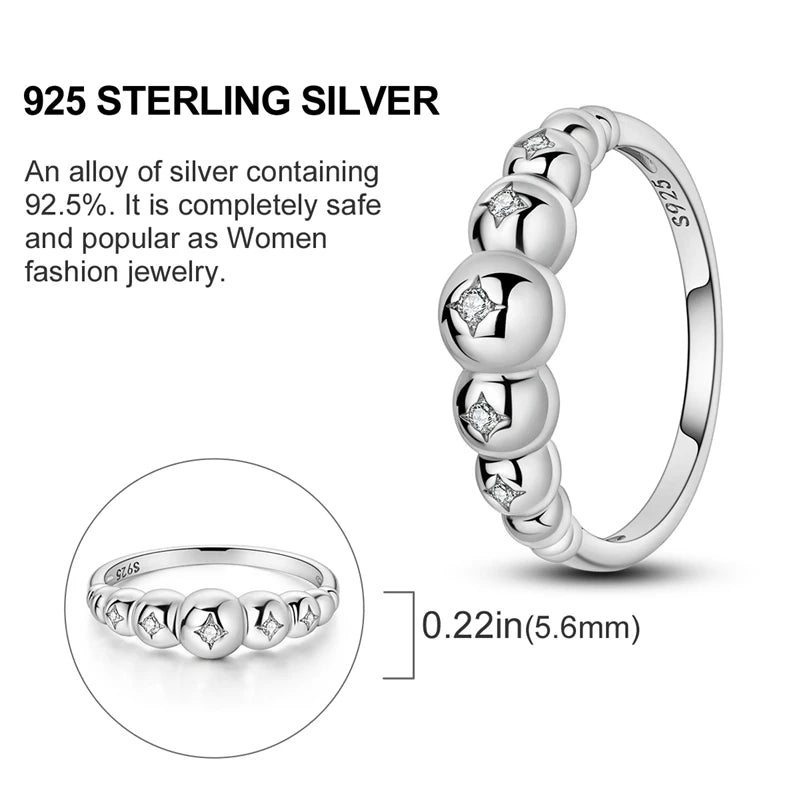 2024 925 Sterling Silver Plain Silver Ring Finger Infinite Symbol Rings Beaded For Women Original Luxury Fine Jewelry Gift Party