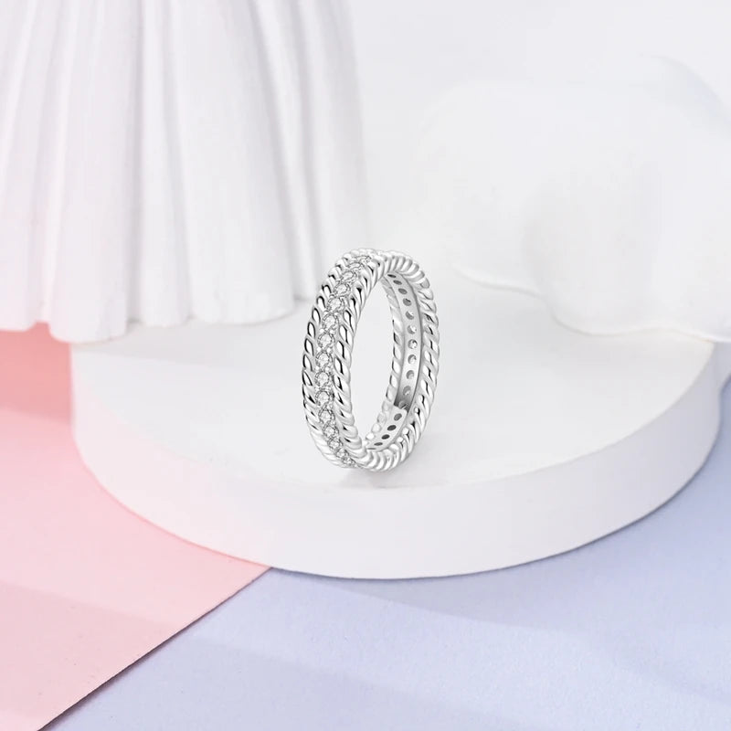 2024 925 Sterling Silver Plain Silver Ring Finger Infinite Symbol Rings Beaded For Women Original Luxury Fine Jewelry Gift Party