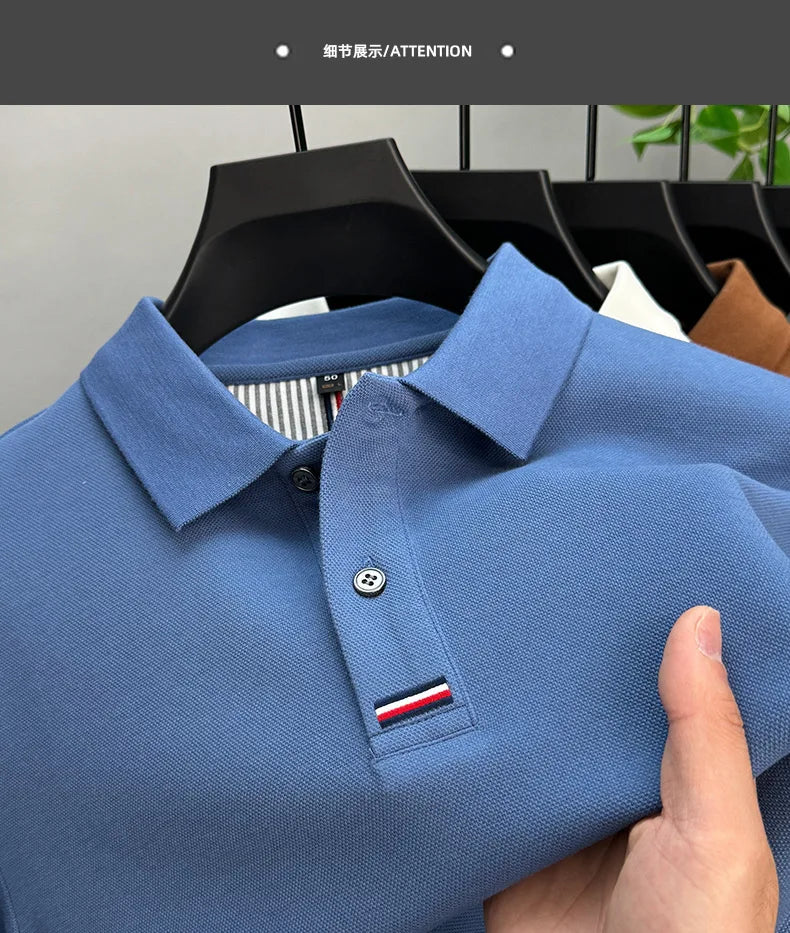 High Quality Designer New Polo Shirt Cotton Men's Embroidery Business Casual Autumn Long Sleeve T-shirt Fashion Lapel Luxury