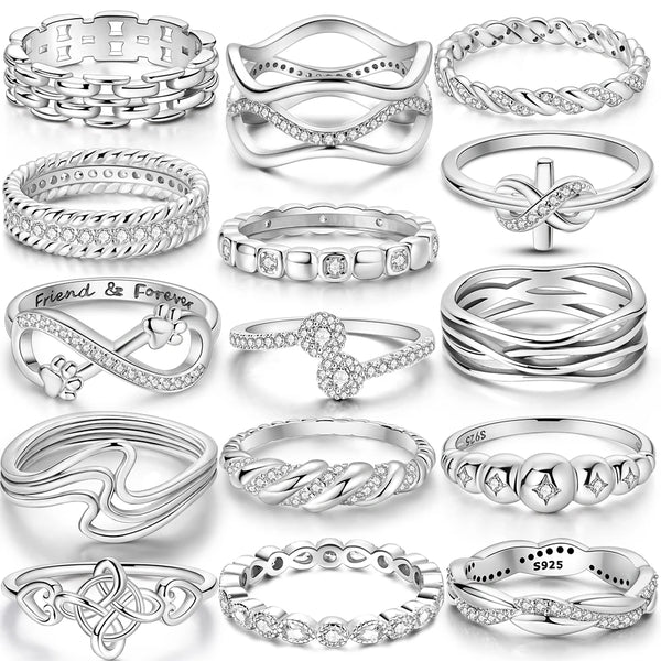 2024 925 Sterling Silver Plain Silver Ring Finger Infinite Symbol Rings Beaded For Women Original Luxury Fine Jewelry Gift Party