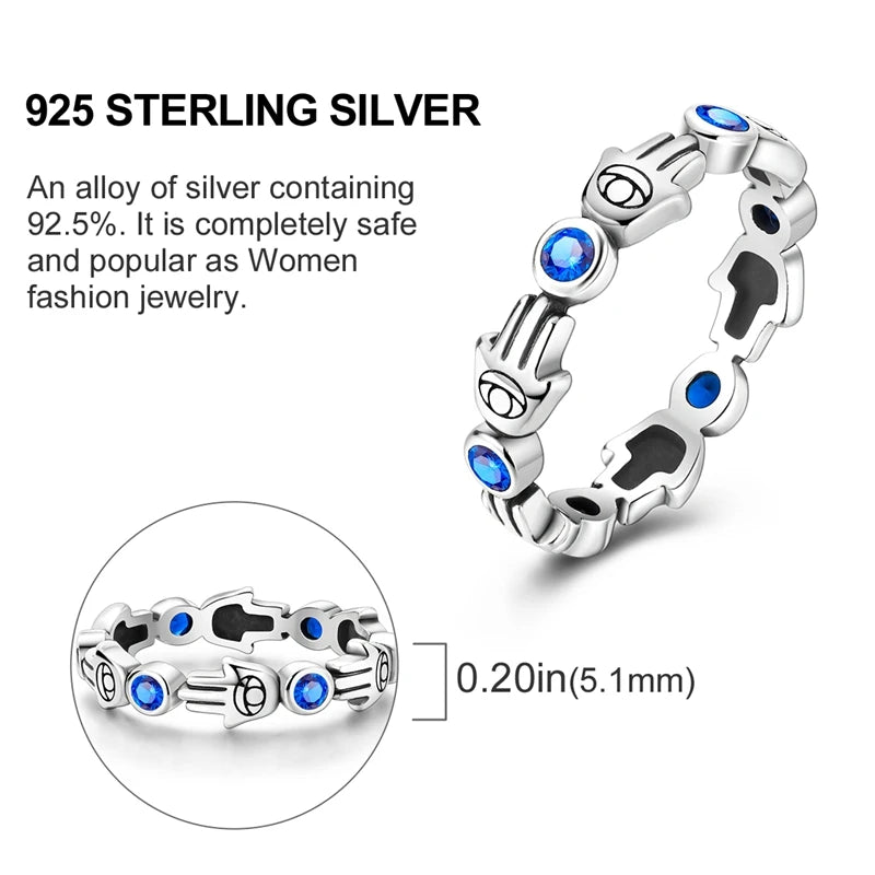 2024 925 Sterling Silver Blue Evil Eyes Ring Original Design Zircon Finger Rings For Women High Quality Wedding Jewelry Gift