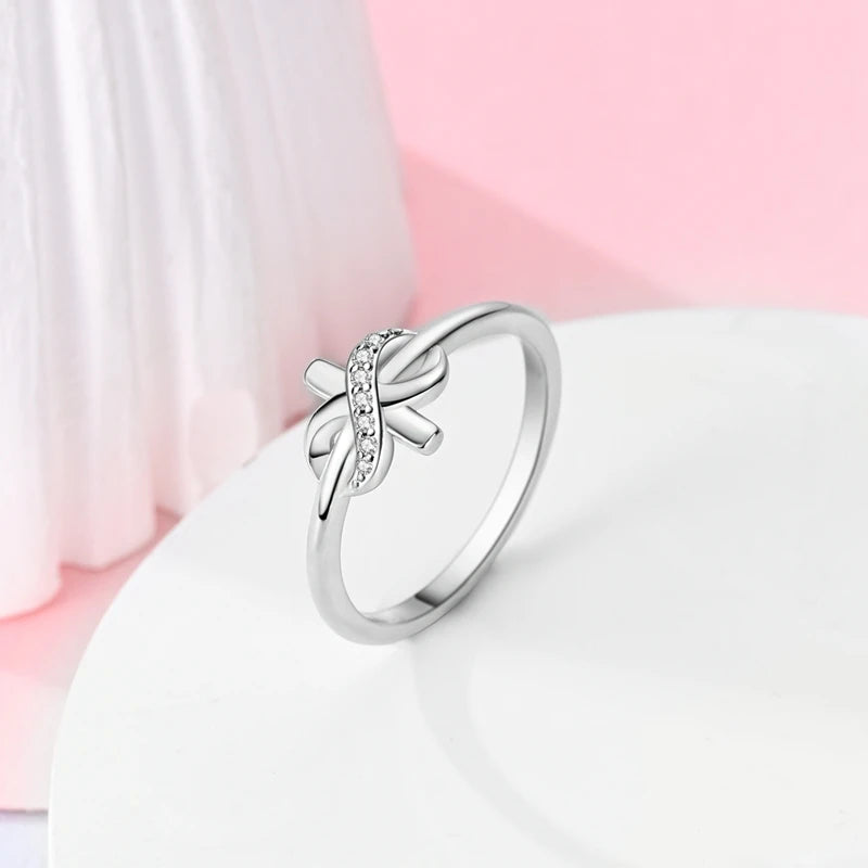 2024 925 Sterling Silver Plain Silver Ring Finger Infinite Symbol Rings Beaded For Women Original Luxury Fine Jewelry Gift Party