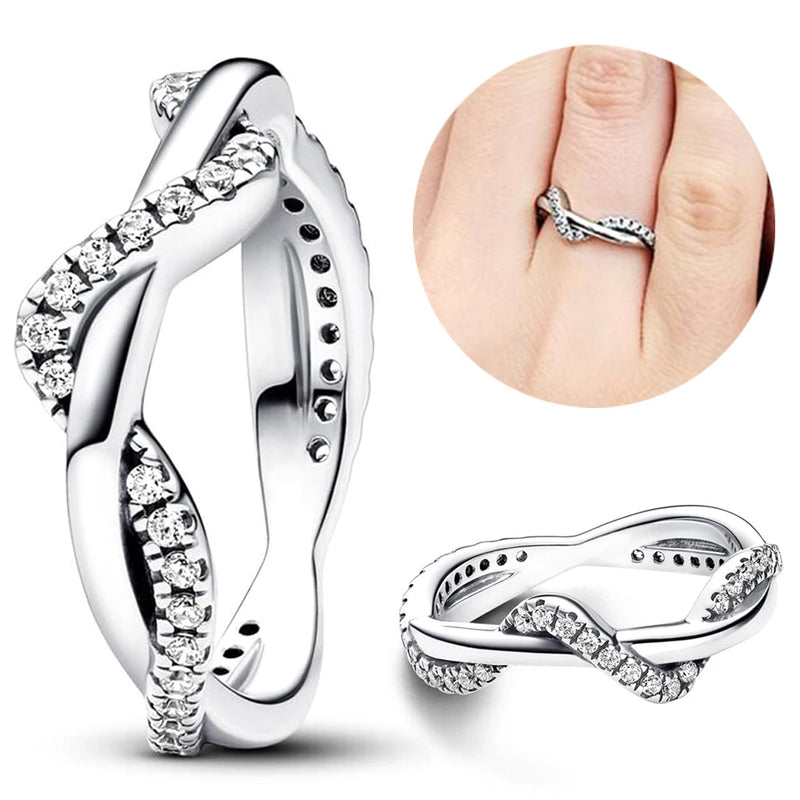 New 925 Sterling Silver Rings Stackable Infinite Heart Daisy Flower for Women Original Silver 925 Wedding Ring Jewelry Gift