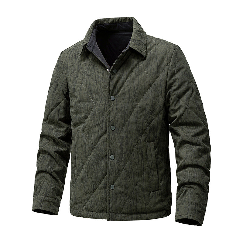 Retro Tie-Dye Reversible Casual Collared Trendy Warm Jacket