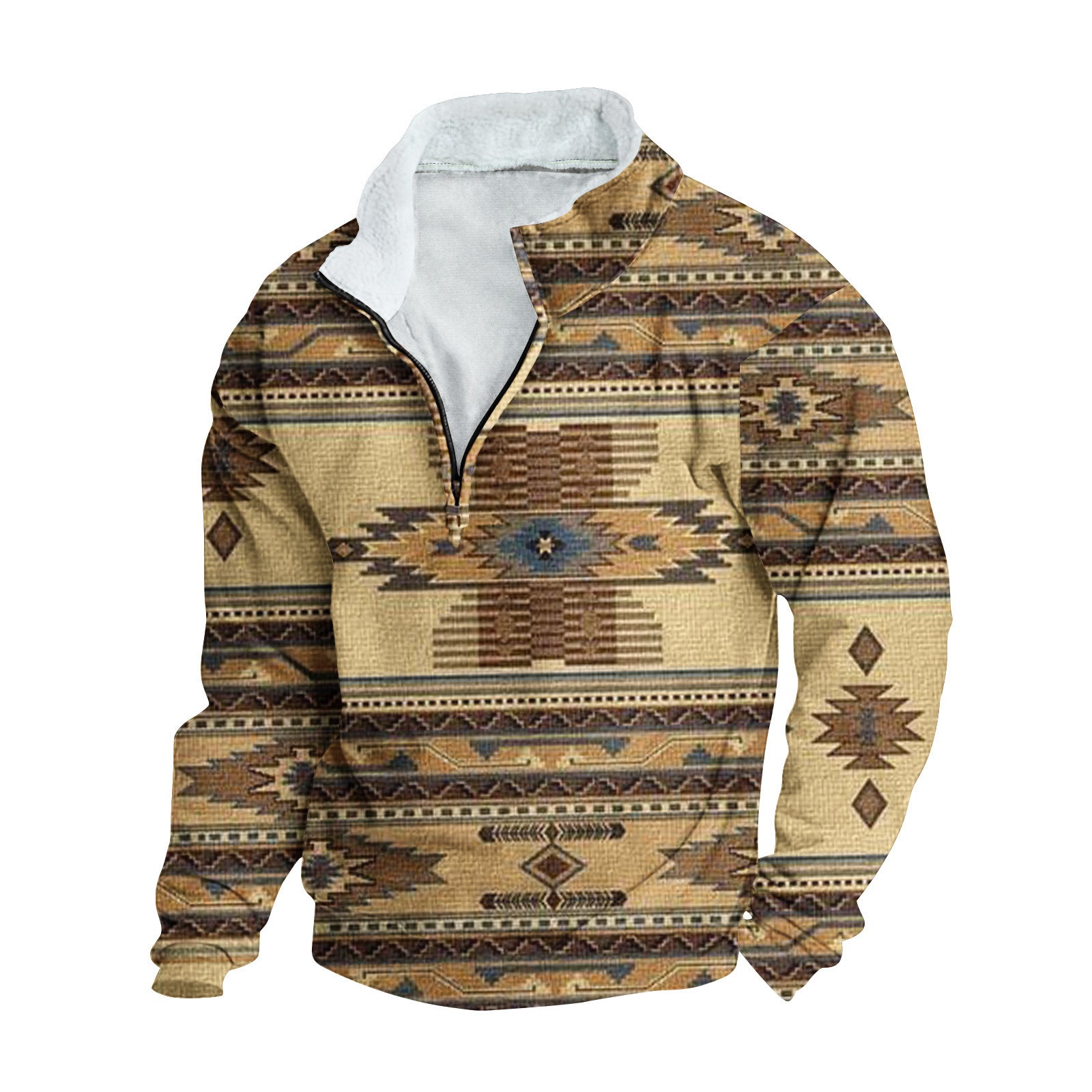 Mens FleeceNeck LongSleeve HalfZip Printed Jacket