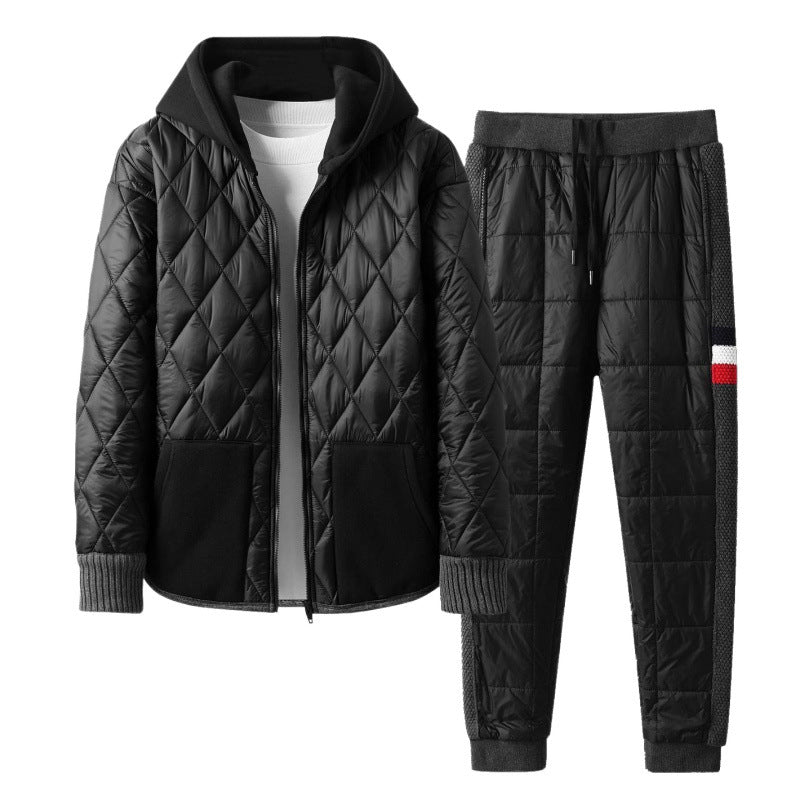 Winter Hooded Cardigan And Padded Cotton Jacket TwoPiece Set